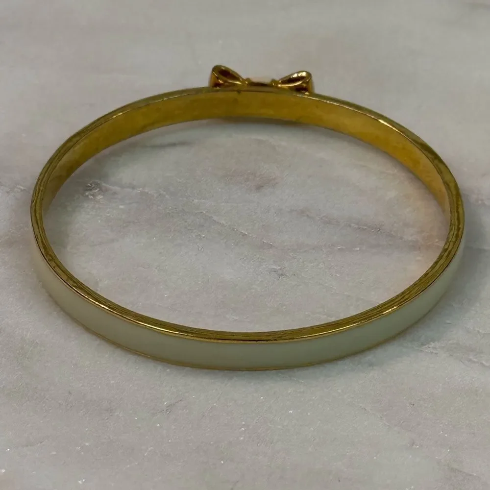 Kate Spade Take A Bow White Enamel Bangle Bracelet - Picture 3 of 3